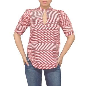 Joie Blouse red and white striped w/ peekaboo neckline size XXS